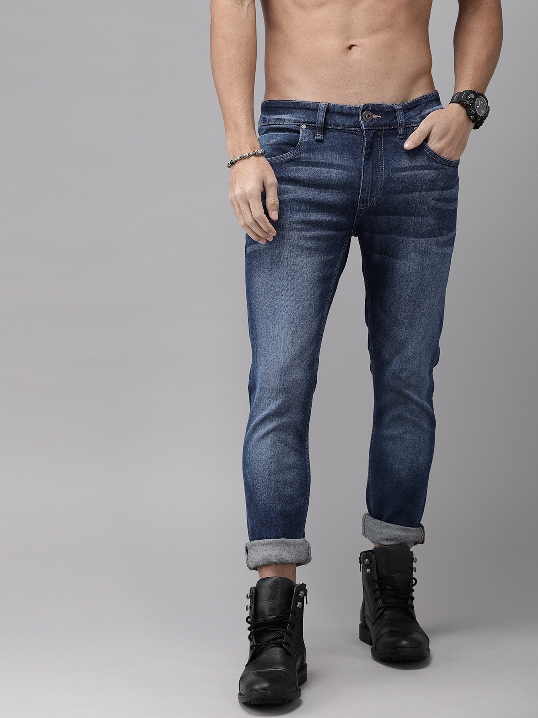 

Roadster Men Navy Blue Skinny Fit Mid-Rise Clean Look Stretchable Jeans