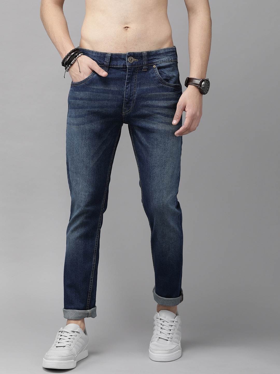 

Roadster Men Navy Blue Solid Mid-Rise Skinny Fit Stretchable Jeans