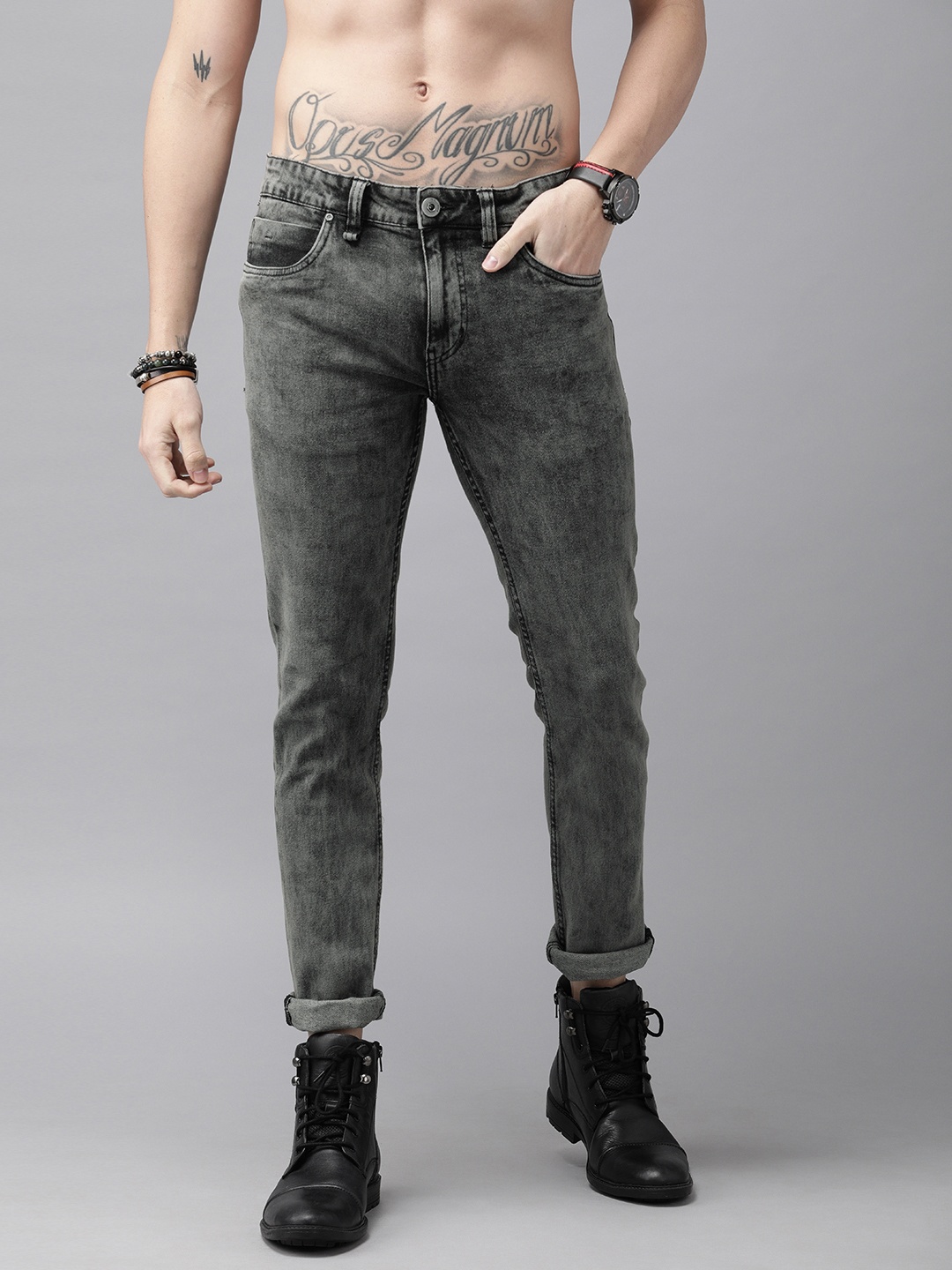 

Roadster Men Grey Skinny Fit Mid-Rise Clean Look Stretchable Jeans