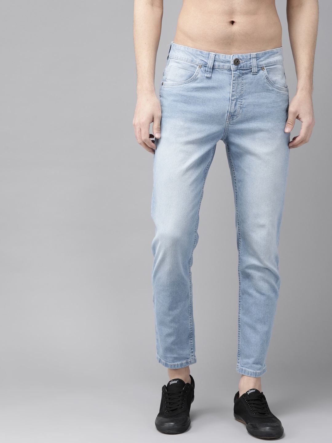 

Roadster Men Blue Slim Tapered Fit Mid-Rise Clean Look Stretchable Cropped Jeans