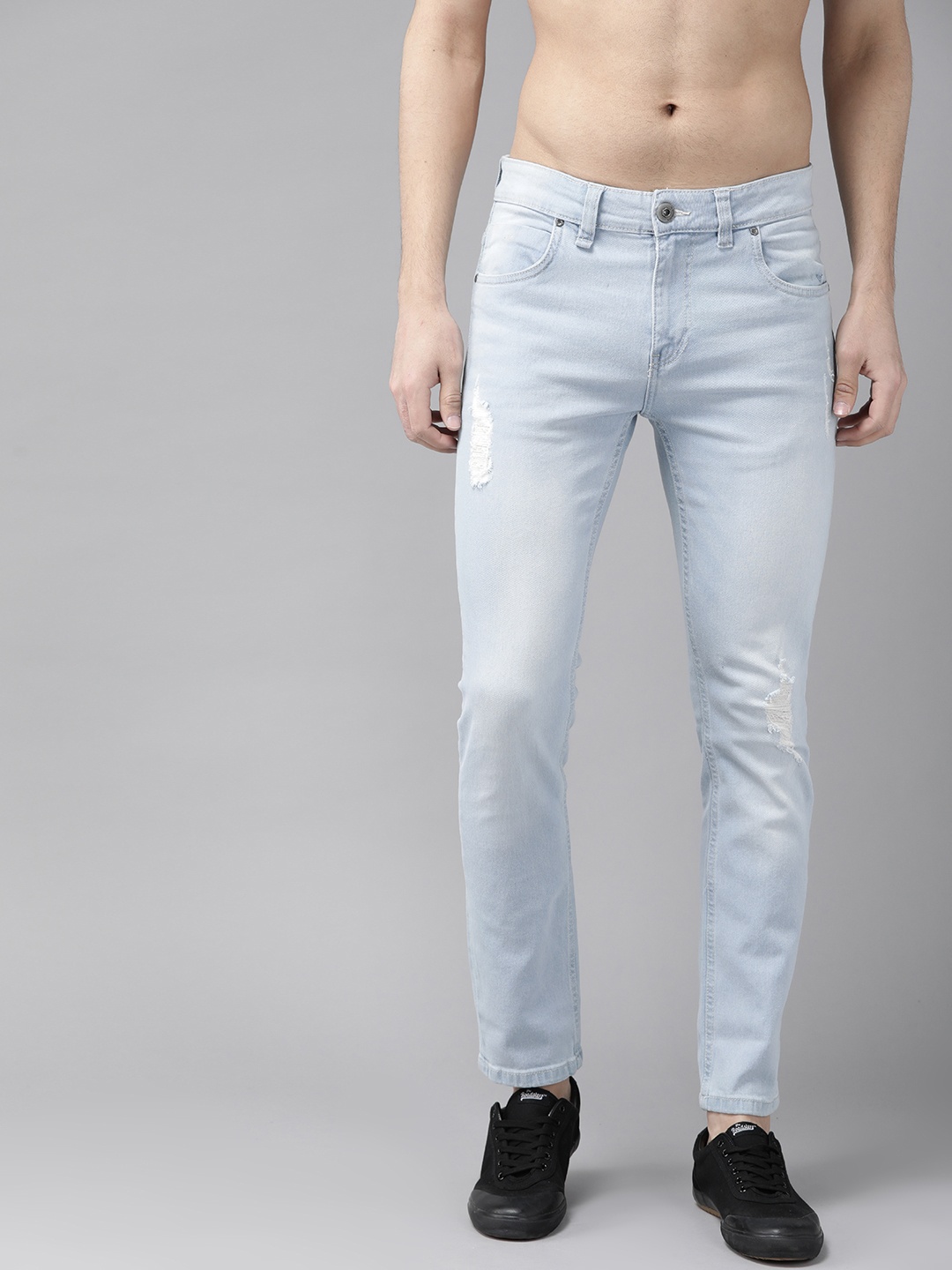 

Roadster Men Blue Skinny Fit Mid-Rise Low Distress Stretchable Jeans