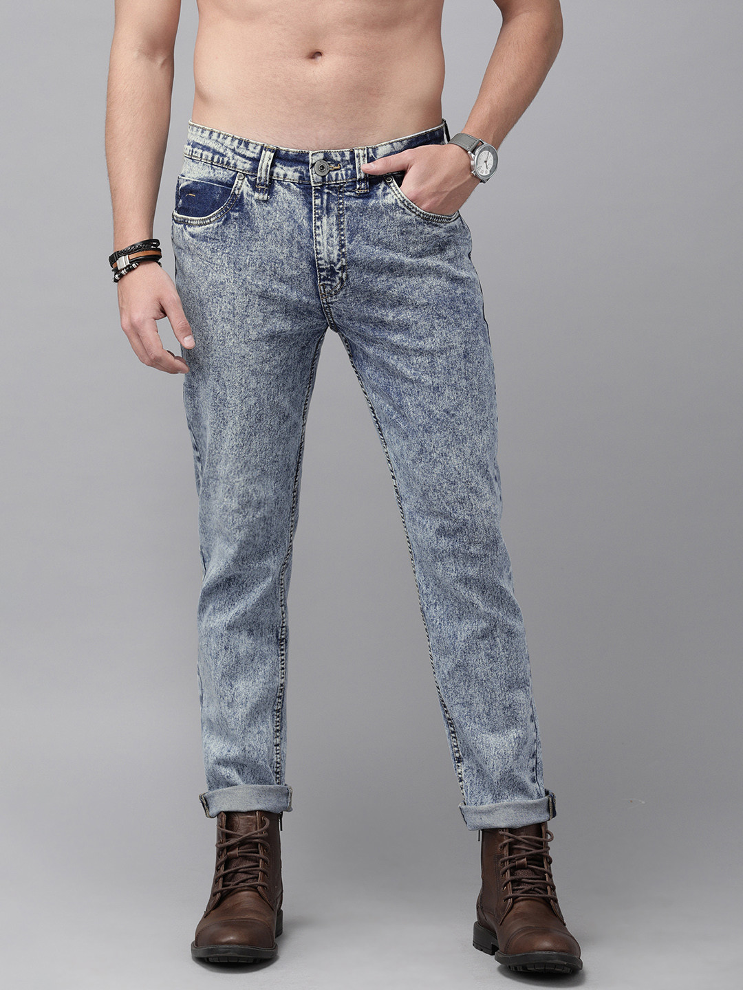 

Roadster Men Blue Slim Tapered Fit Mid-Rise Clean Look Stretchable Jeans