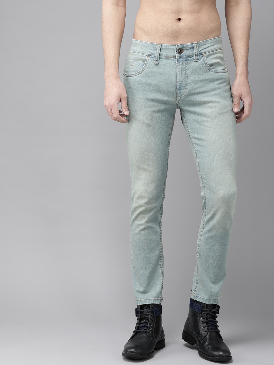 

Roadster Men Green Skinny Fit Mid-Rise Clean Look Stretchable Jeans