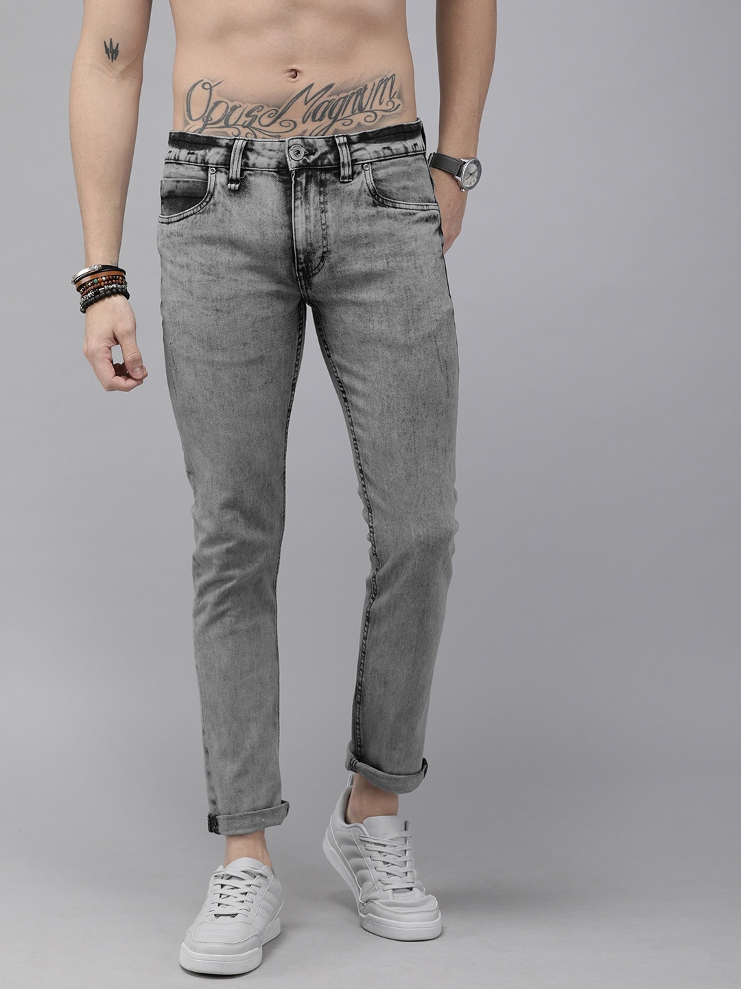 

Roadster Men Grey Skinny Fit Mid-Rise Clean Look Stretchable Jeans