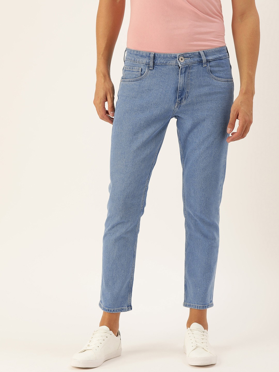 

ether Men Blue Slim Fit Mid-Rise Clean Look Stretchable Cropped Jeans