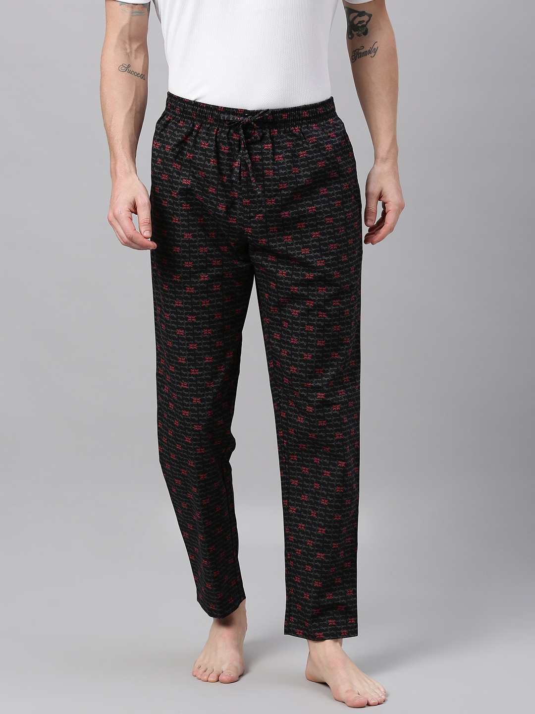 

Pepe Jeans Men Black & Red Printed Lounge Pants
