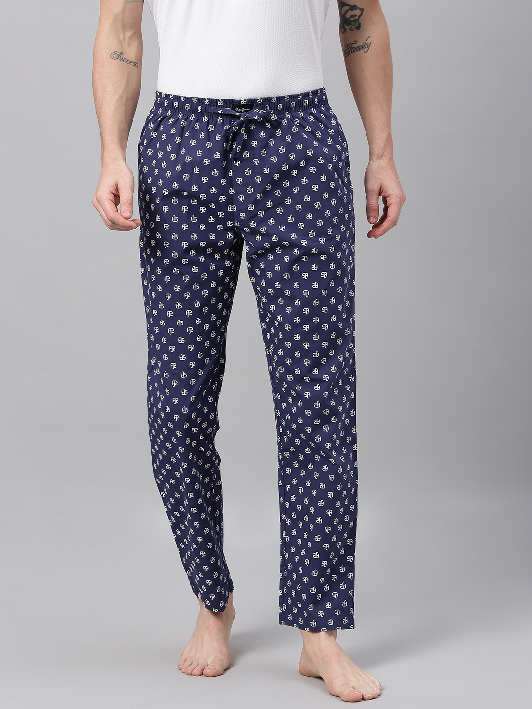 

Pepe Jeans Men Navy Blue & White Printed Lounge Pants
