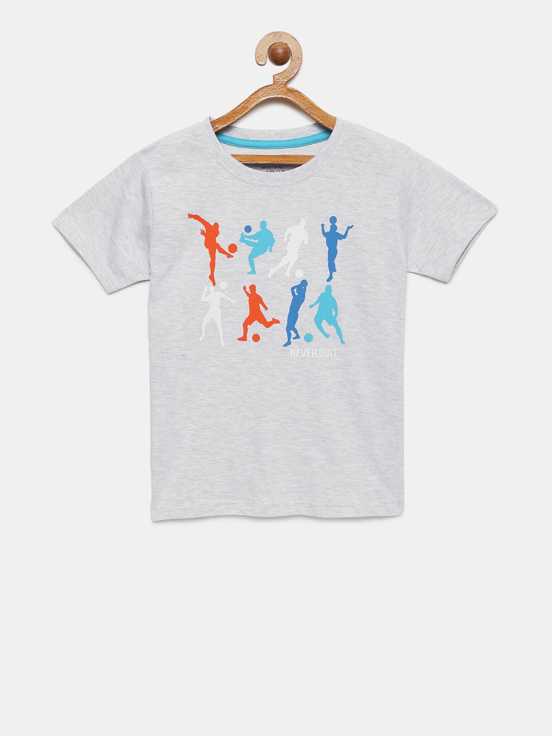 

mackly Boys Grey Melange & Blue Printed Lounge T-shirt