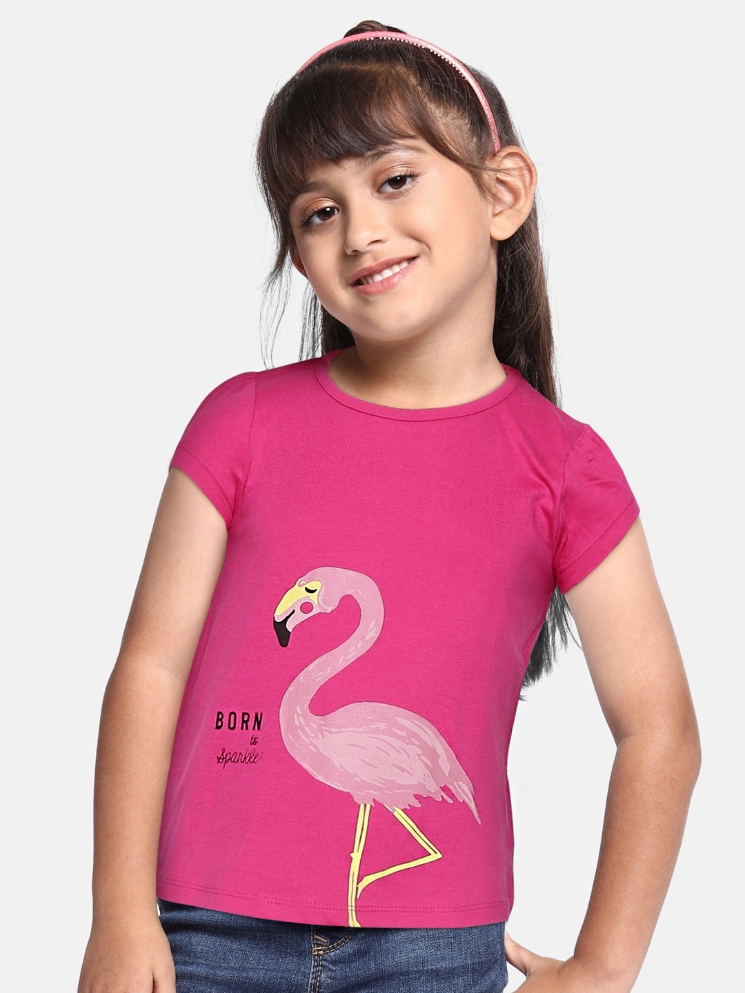 

mothercare Girls Pink Printed Round Neck T-shirt
