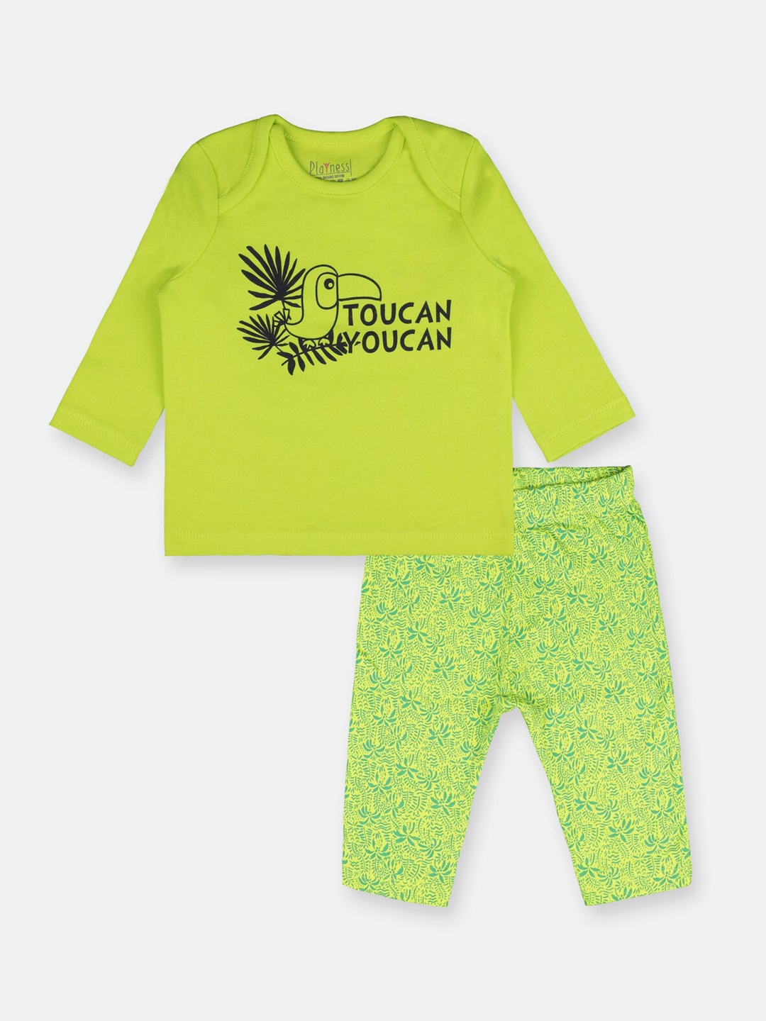 

PLAYNESS Boys Lime Green Printed Night Suit