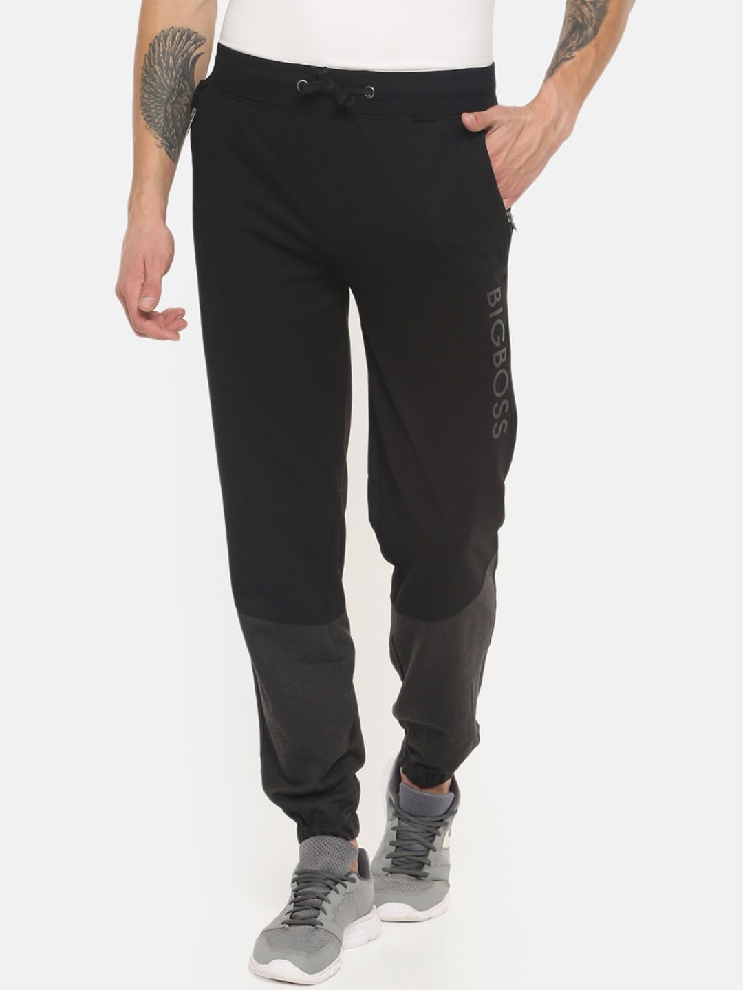 

Dollar Men Black & Grey Colourblocked Athleisure Track Pants