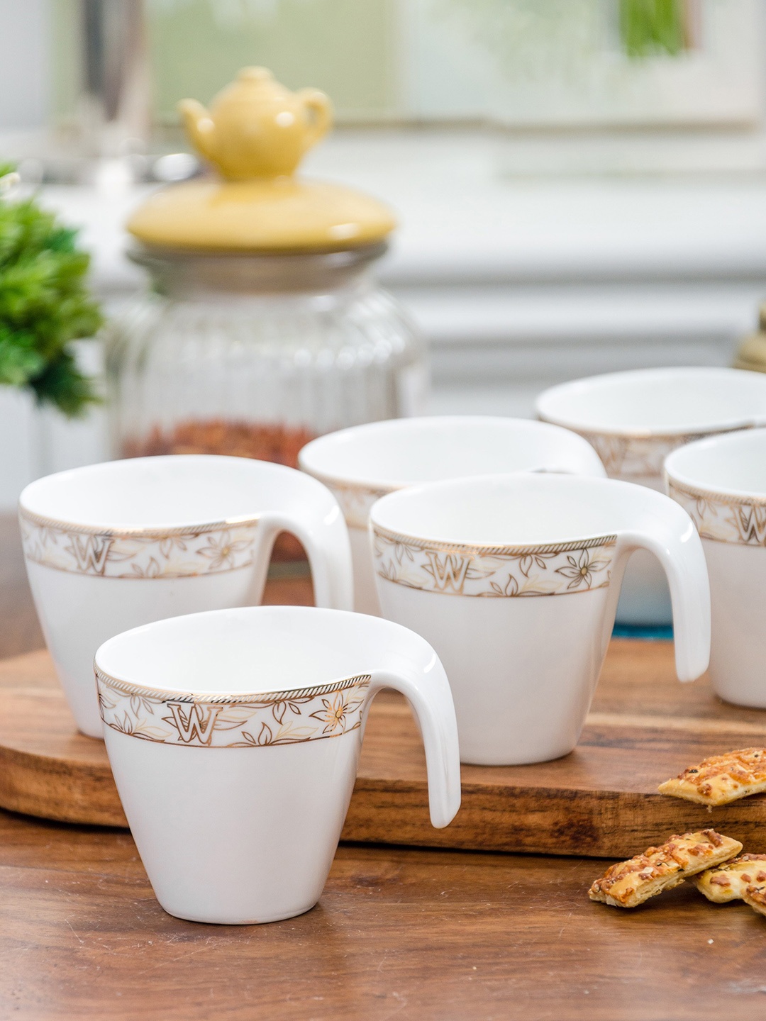 

White Gold 6Pcs Porcelain Cups Set