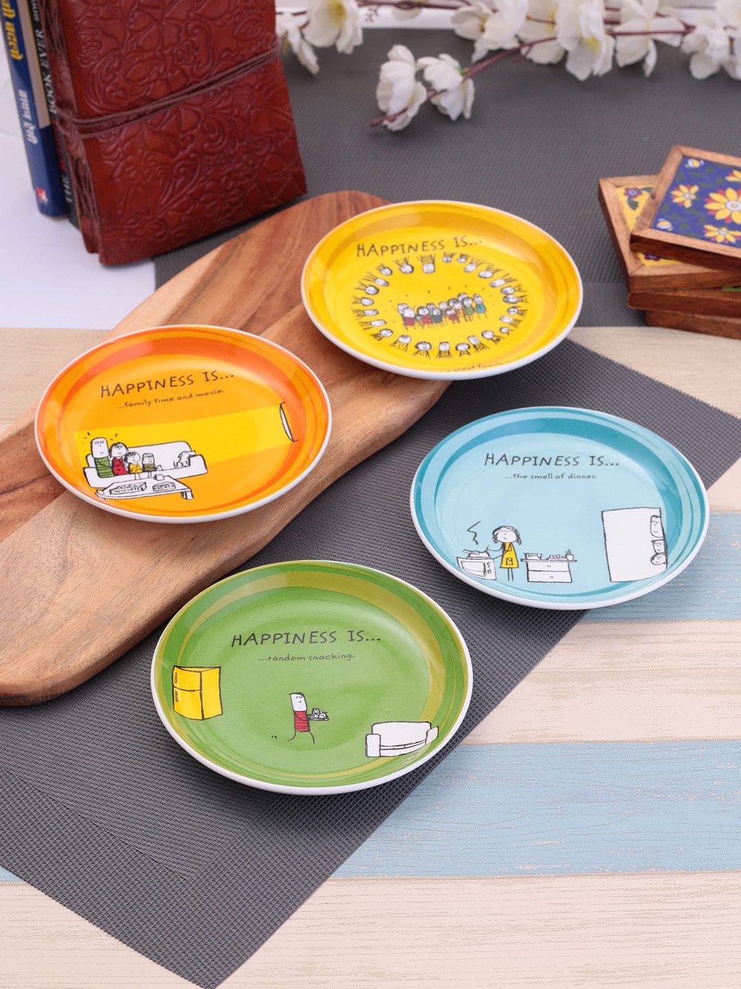 

CLAY CRAFT 4 Pcs Printed Ceramic Plates Set, Multi