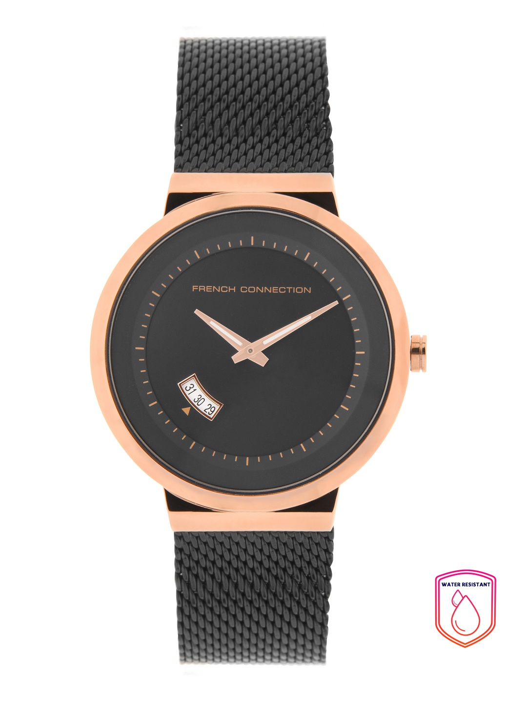 

French Connection Men Black & Rose Gold Analogue Watch