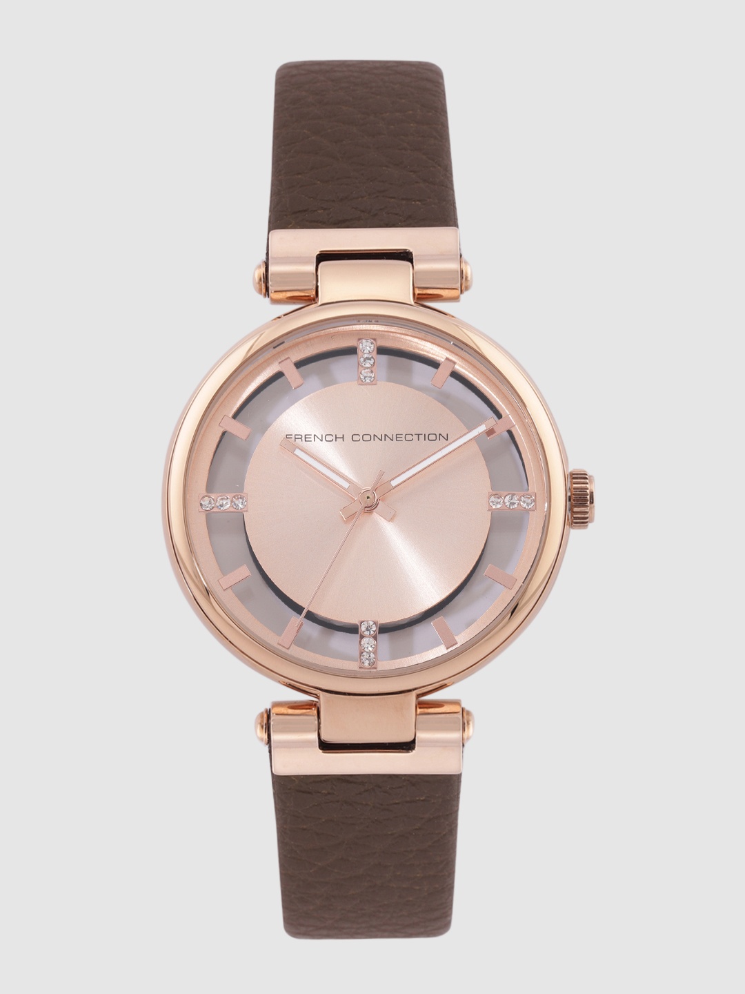 

French Connection Women Rose Gold Leather Analogue Watch FC148BR