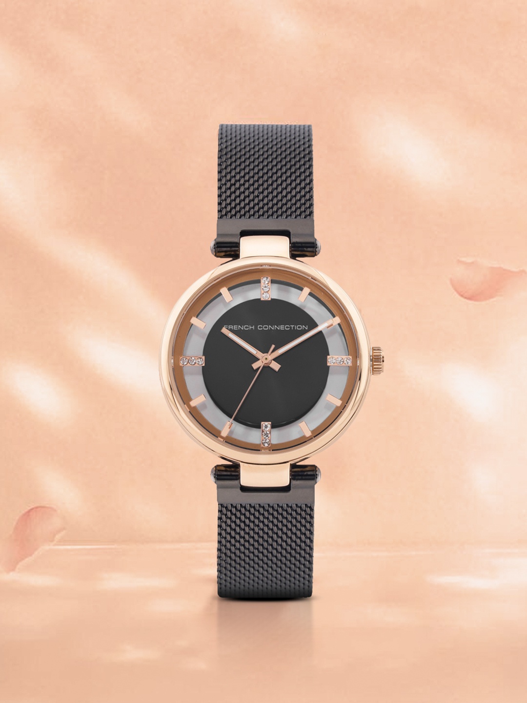 

French Connection Women Black & Gold-Toned Analogue Watch