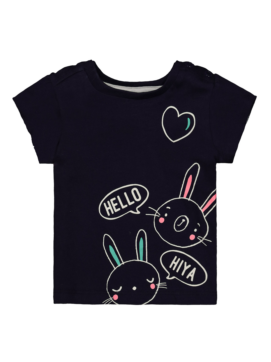 

mothercare Infant Girls Navy Blue Printed Round Neck T-shirt