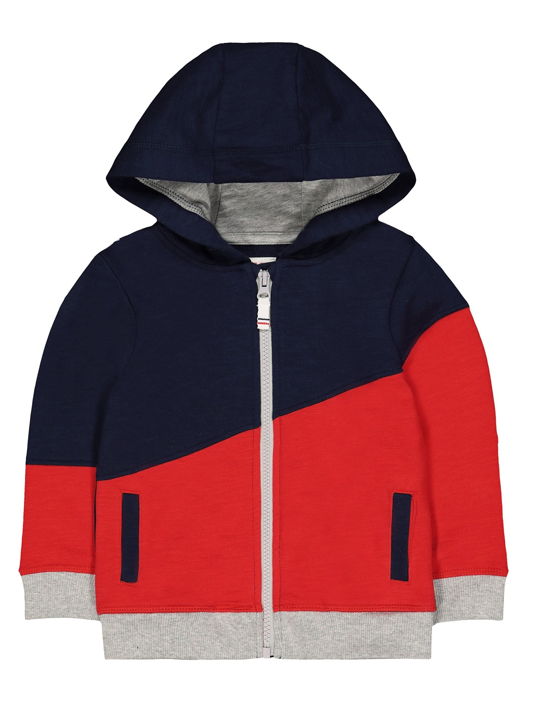 

mothercare Boys Navy Blue & Red Colourblocked Hooded Sweatshirt