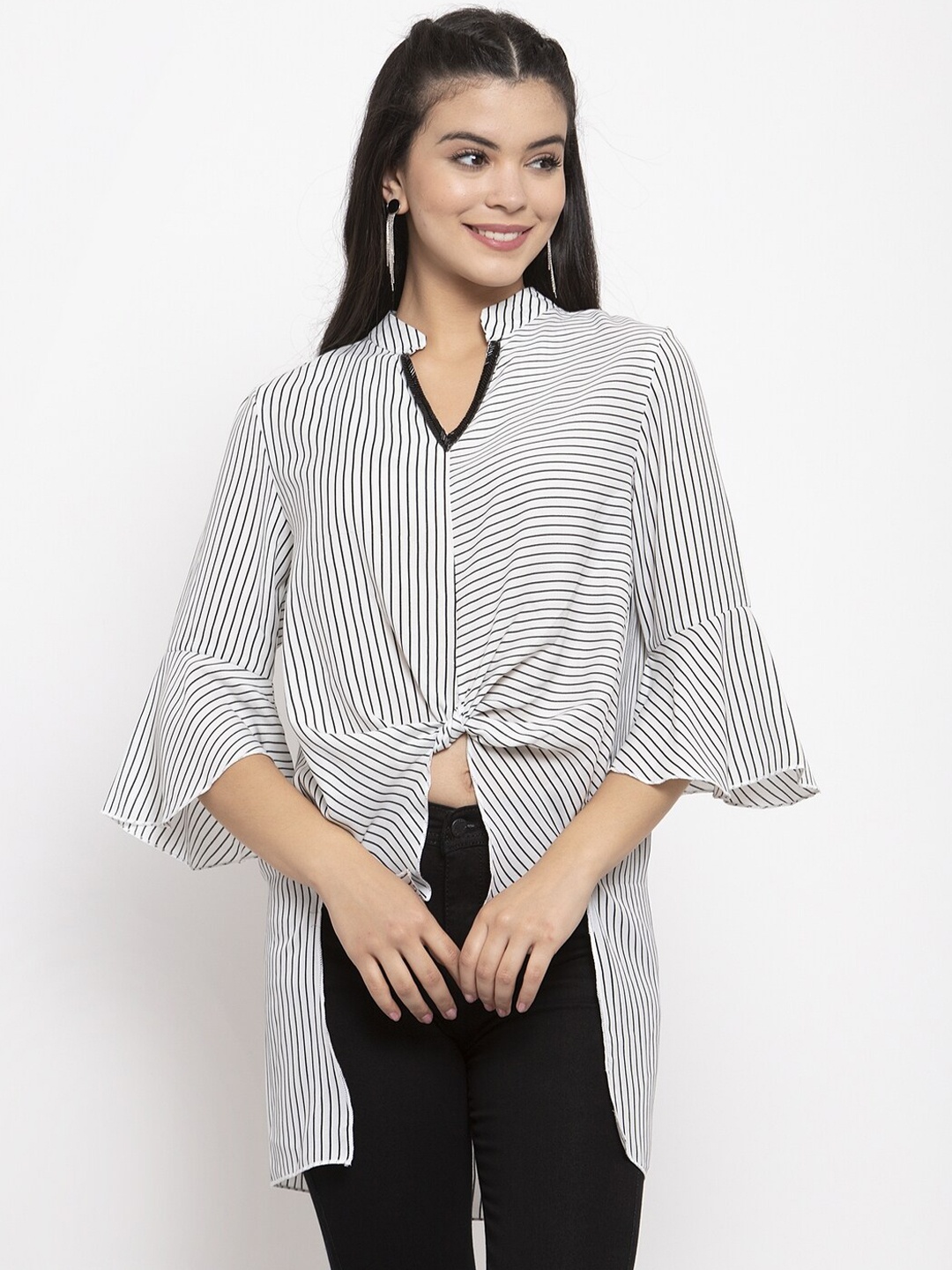 

KASSUALLY Women Black Striped Top