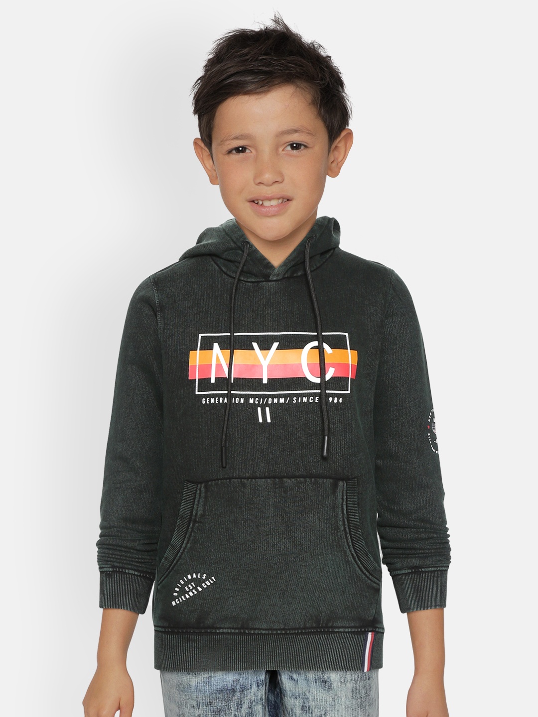 

Monte Carlo Boys Green & White Typography Print Hooded Sweatshirt