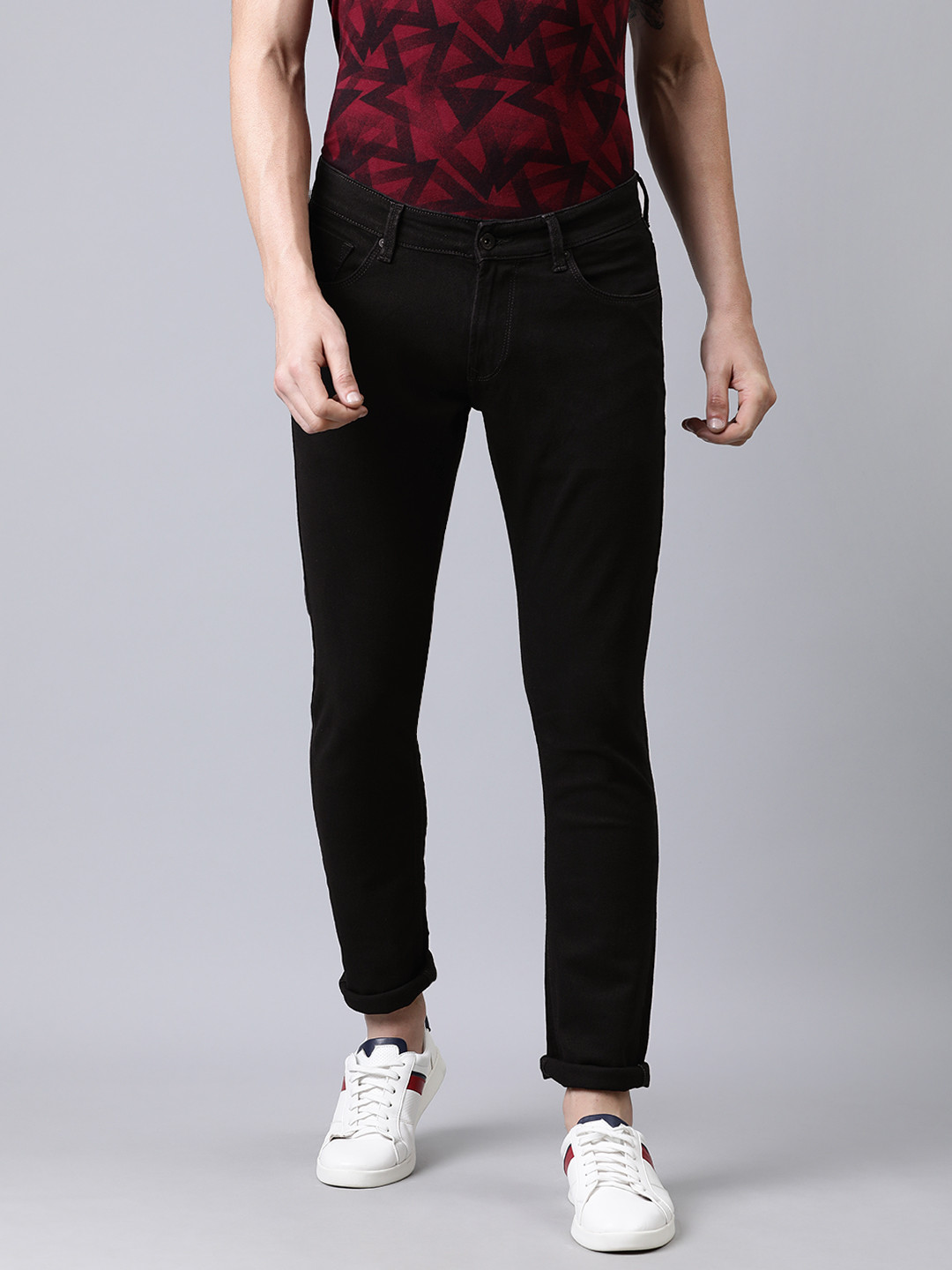 

SPYKAR Men Black Skinny Fit Low-Rise Clean Look Stretchable Jeans