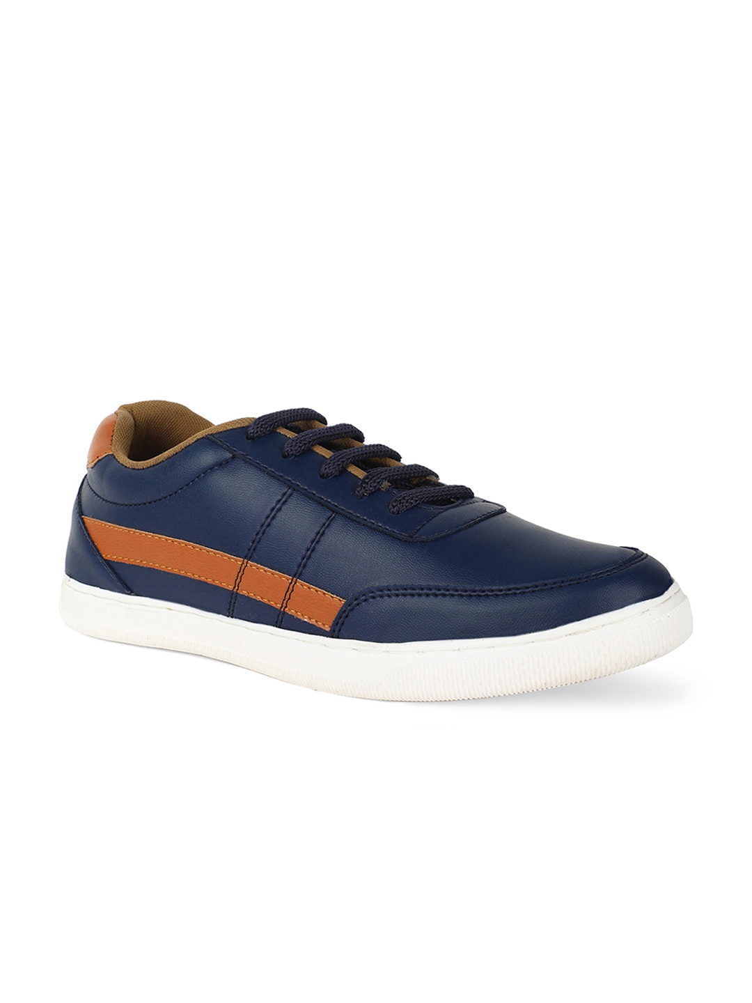 

Khadims Men Navy Blue & Tan Brown Colourblocked Lazard Sneakers