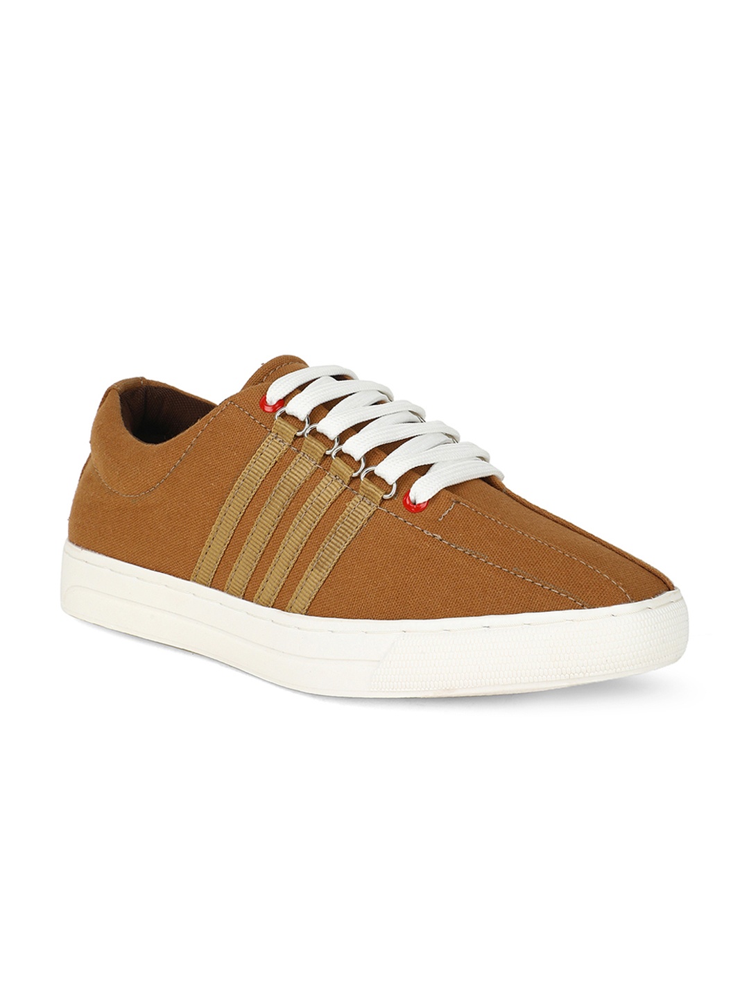 

Khadims Men Tan Brown Striped Sneakers