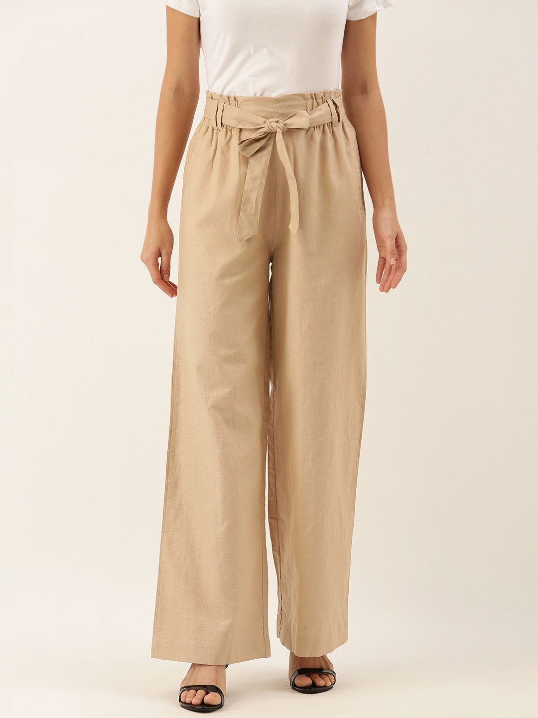 

Moda Rapido Women Khaki Regular Fit Solid Parallel Trousers