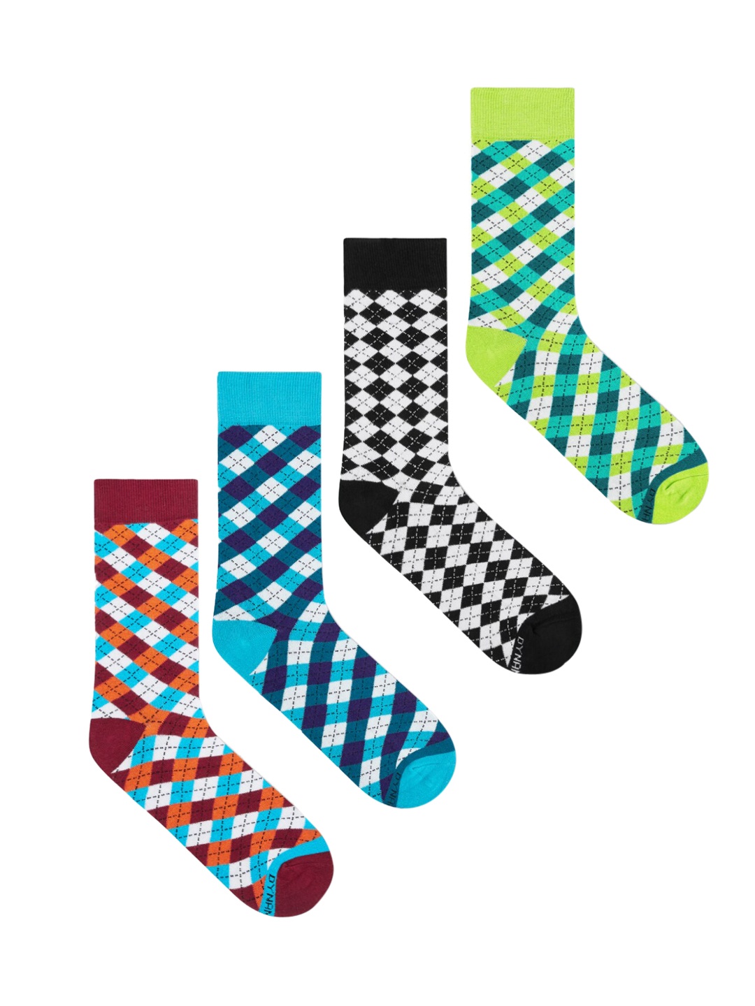 

Dynamocks Unisex Pack Of 4 Patterned Calf-Length Socks, Multi