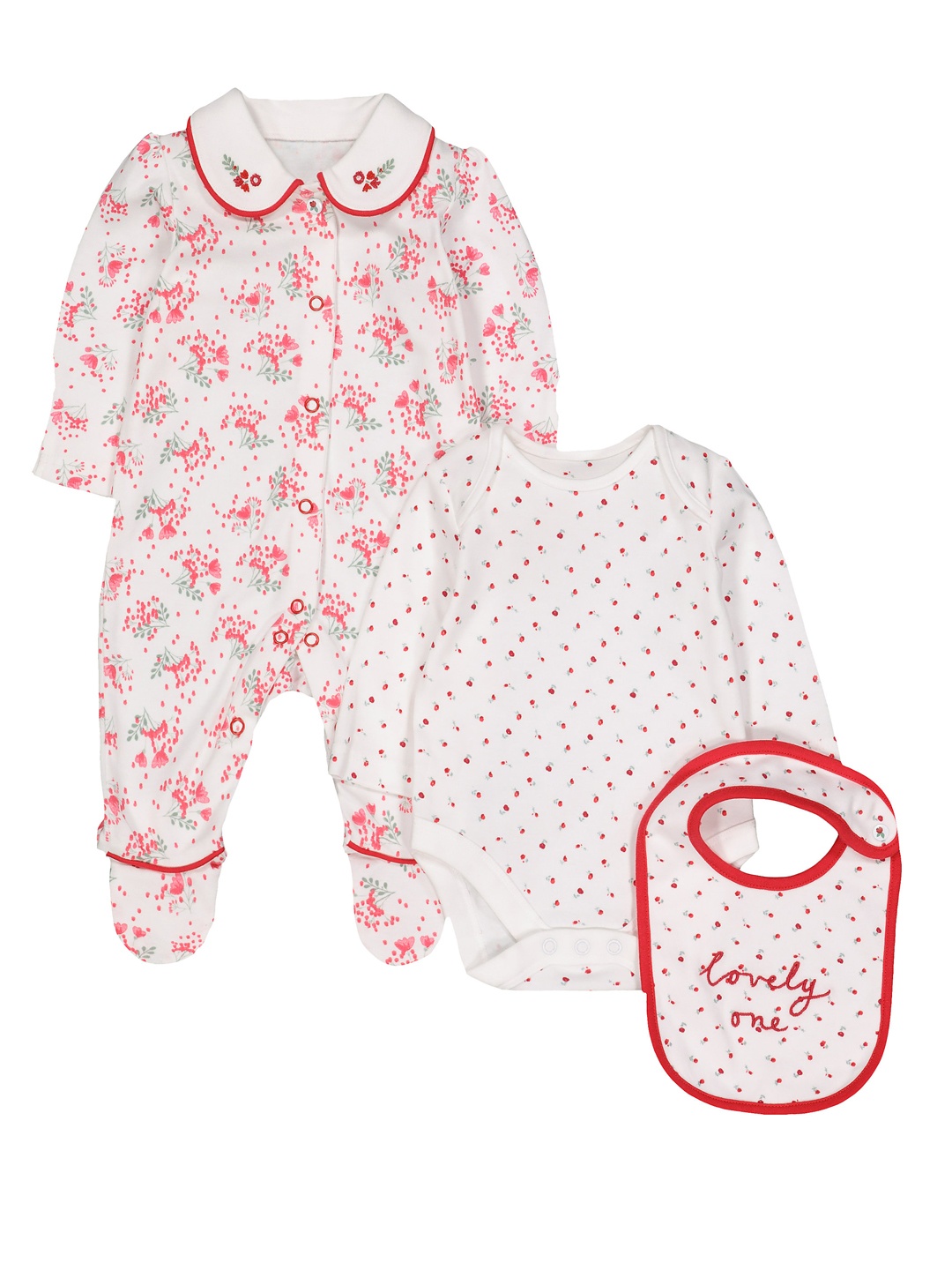 

mothercare Infants Pack Of 2 White And Pink Printed Rompers
