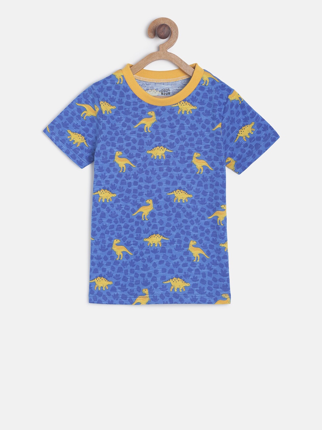 

MINI KLUB Boys Blue Printed Round Neck Pure Cotton T-shirt