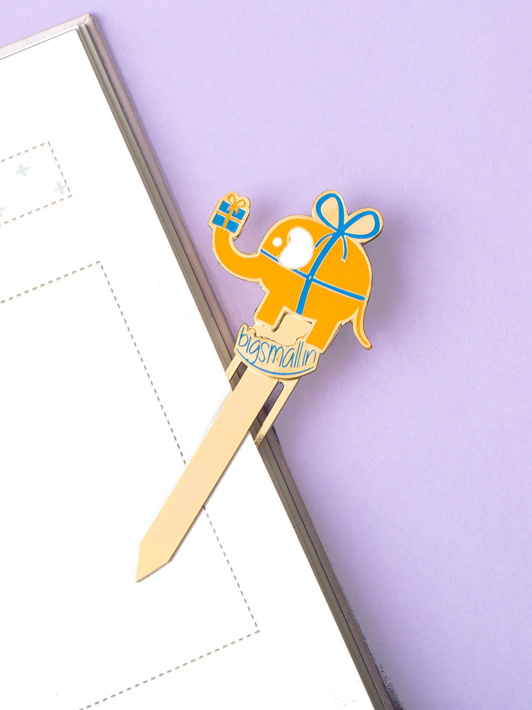 

Bigsmall Orange & Beige Elly Metallic Bookmark
