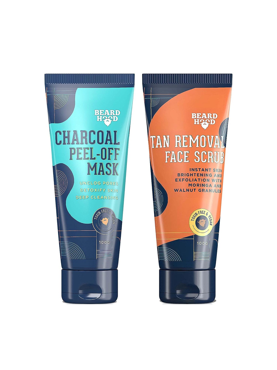 

Beardhood Unisex Tan Removal Scrub & Charcoal Peel Off Mask Combo 200 gm, Black