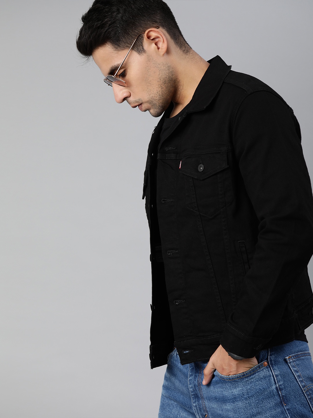 

Levis Men Black Washed Denim Trucker Jacket