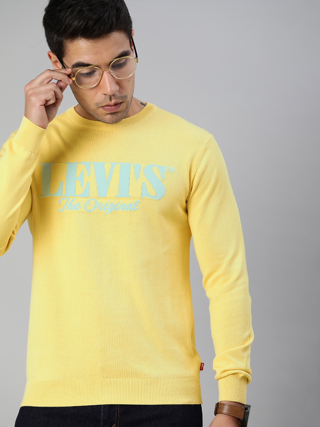 

Levis Men Yellow Printed Pullover Sweater