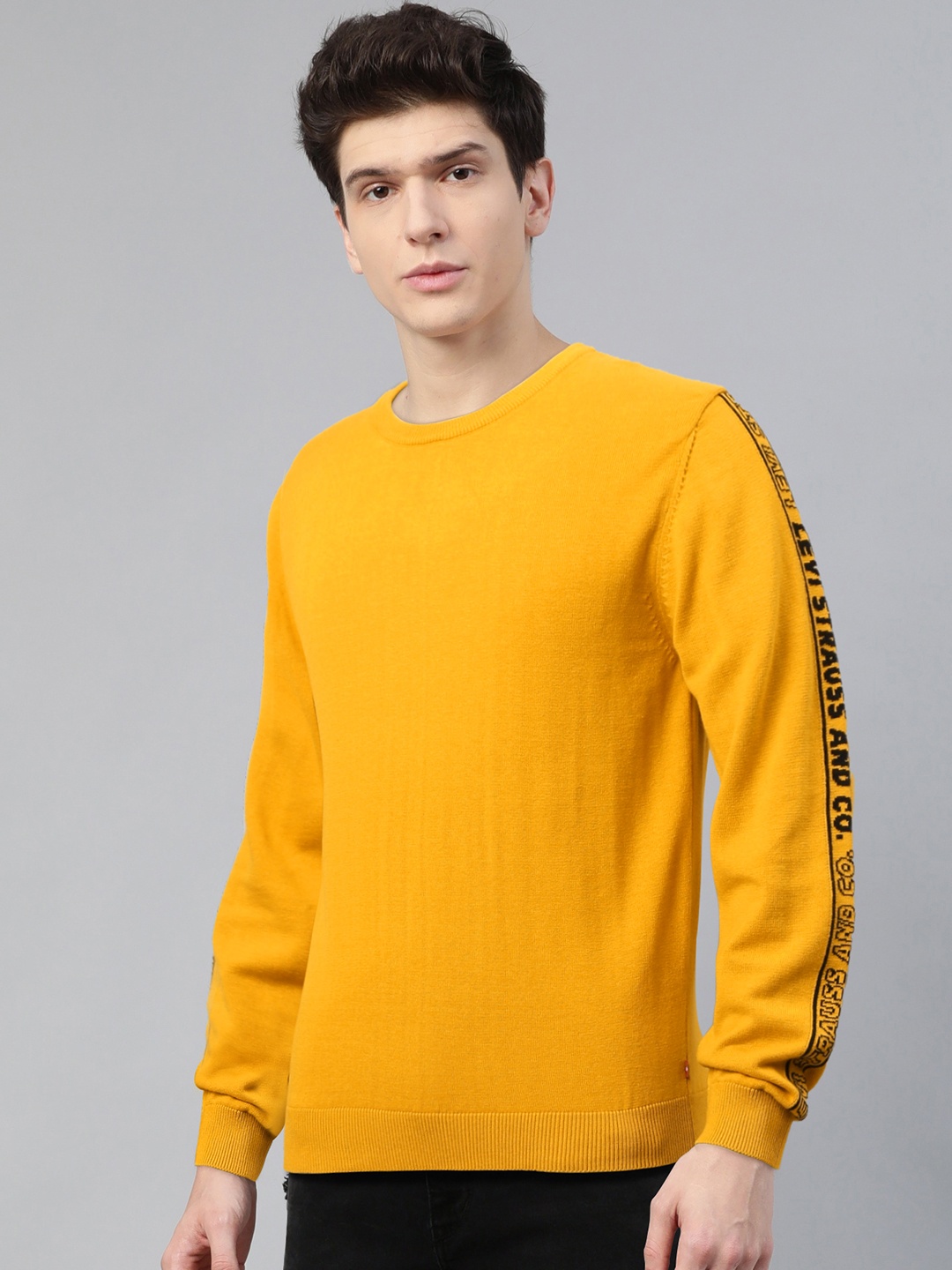 

Levis Men Mustard Yellow Solid Pullover Sweater