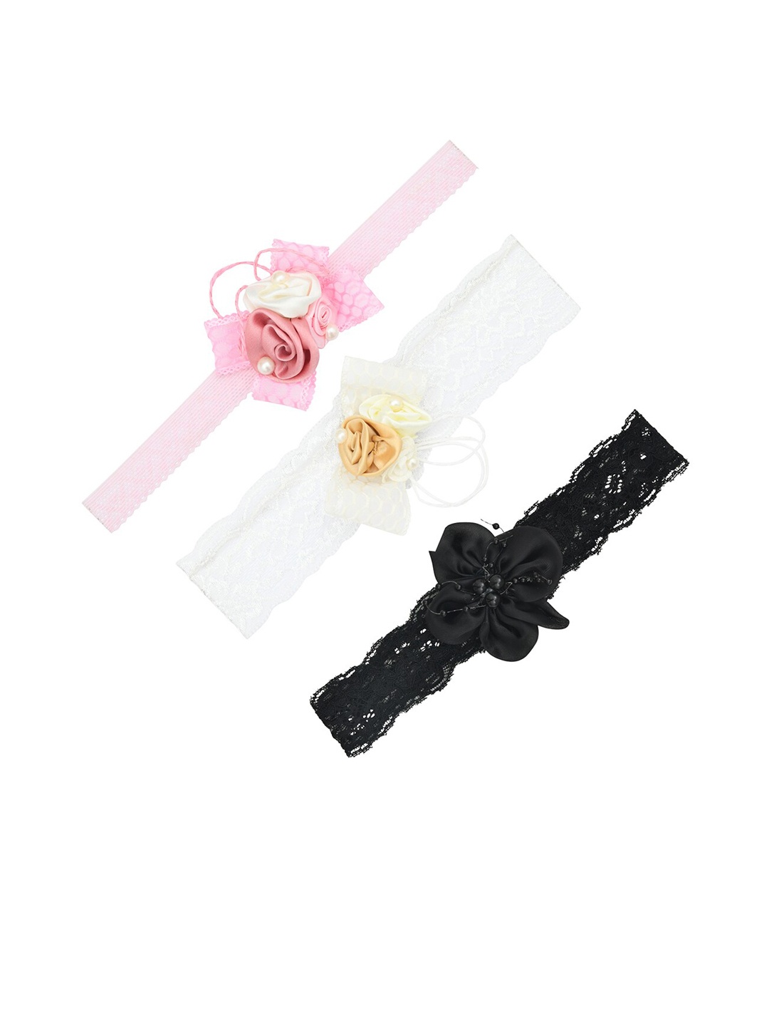 

FUNKRAFTS Girls Set of 3 Lace Headbands, Black