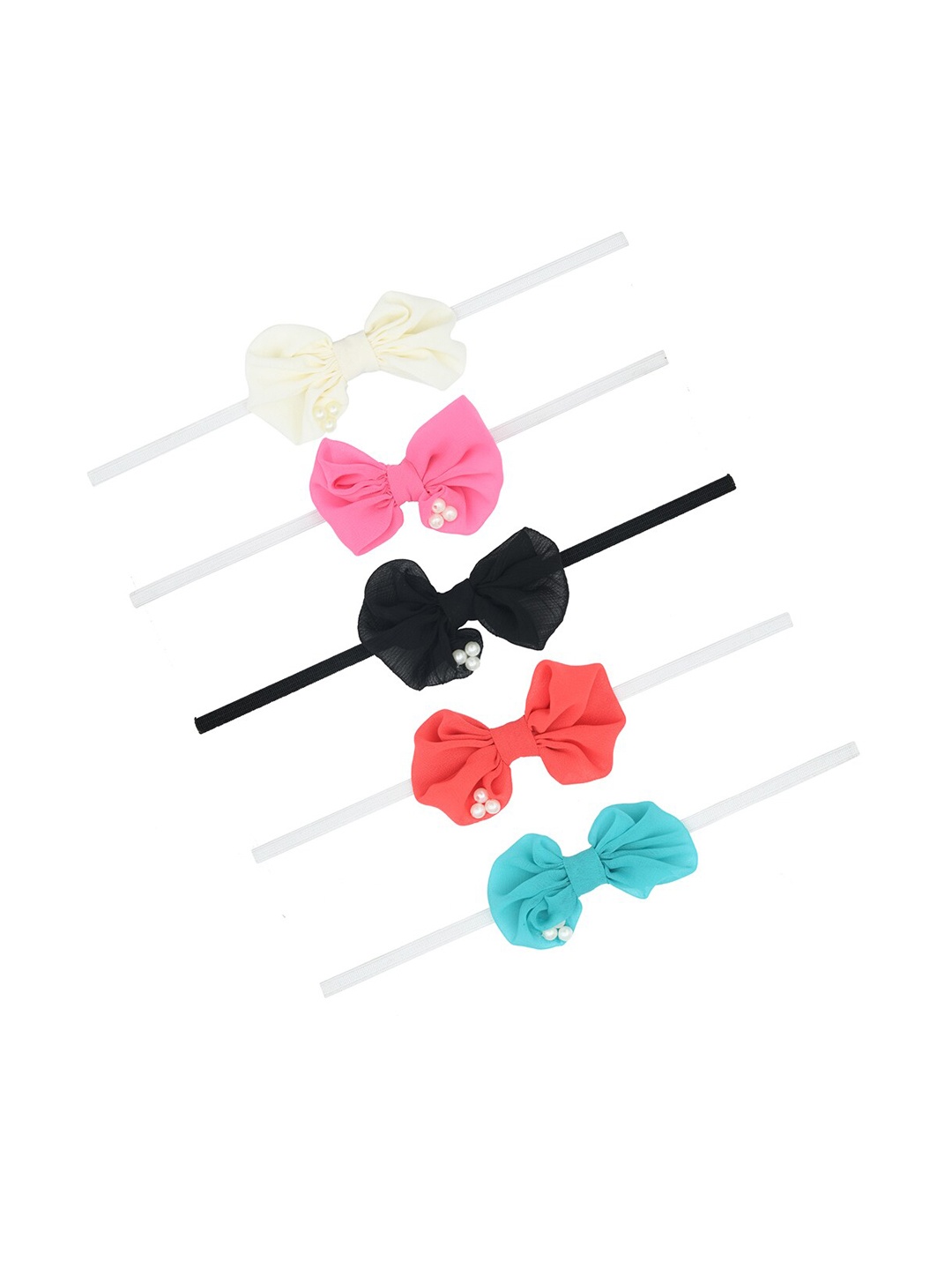 

FUNKRAFTS Girls Set Of 5 Bow Embellished Headbands, White