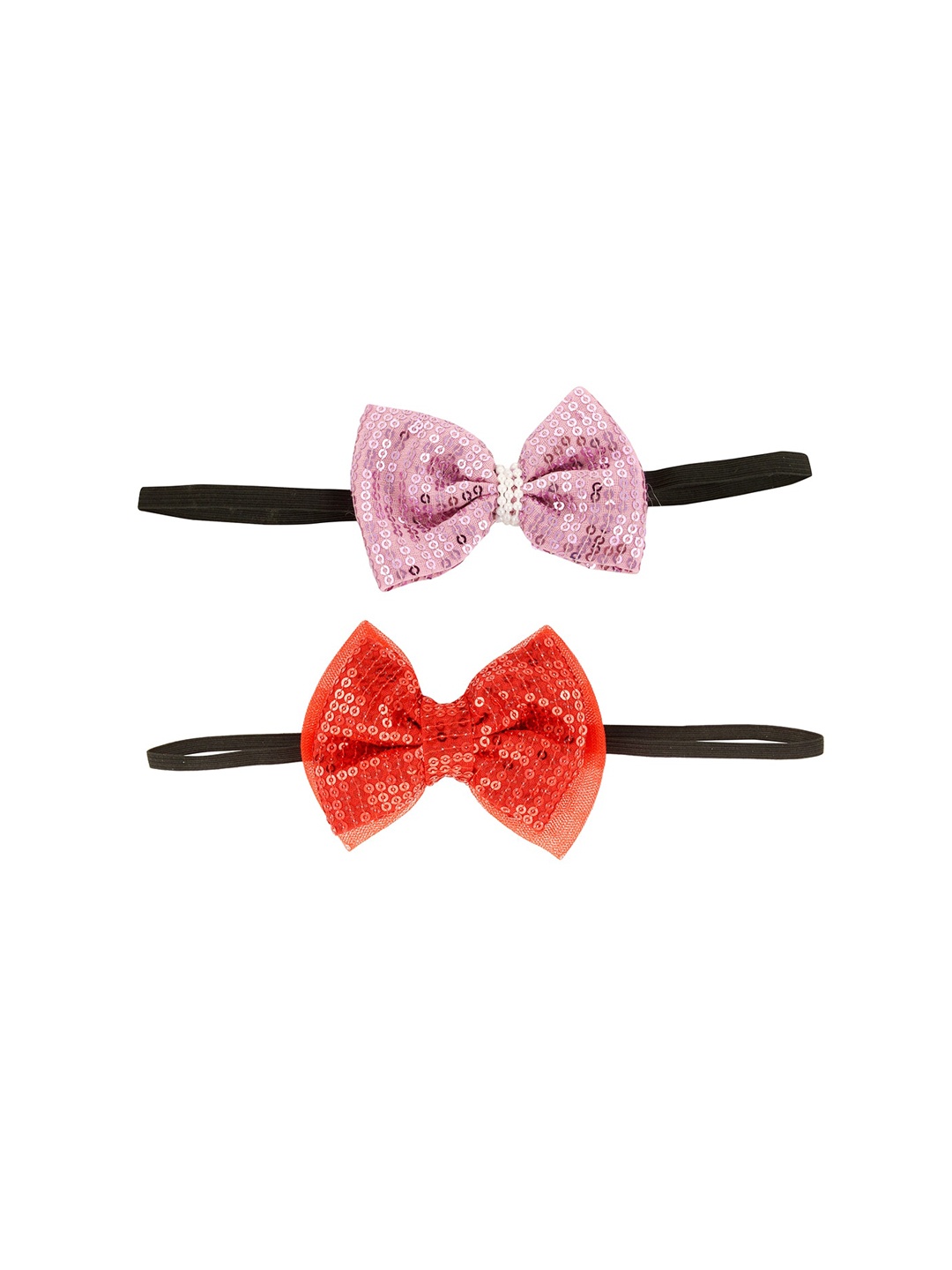 

FUNKRAFTS Girls Set Of 2 Sequin Bow Embellished Headbands, Black