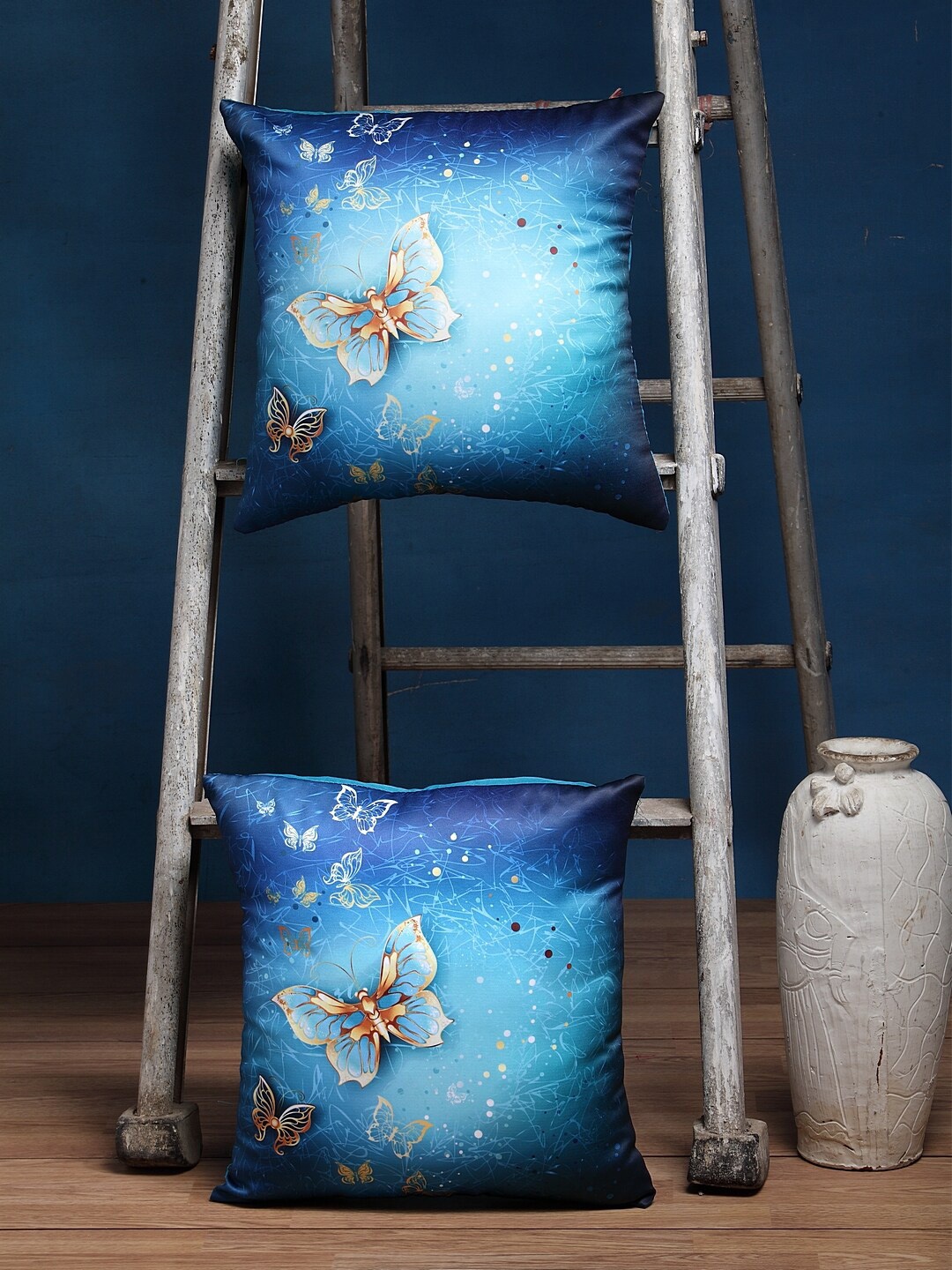 

Alina decor Blue Set of 2 Abstract Square Cushion Covers