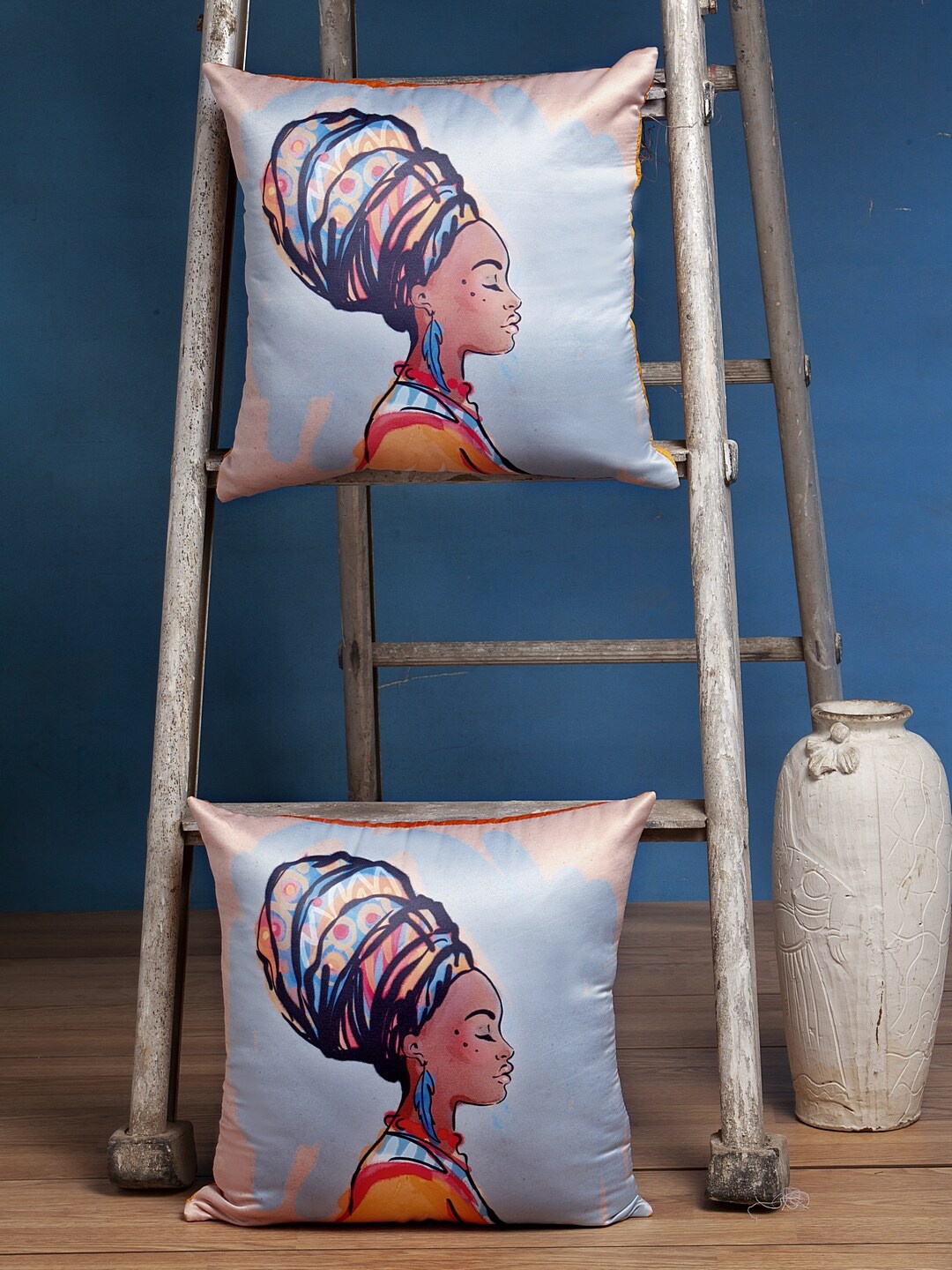 Alina decor Multicoloured Set of 2 Quirky Square Cushion Covers, Multi