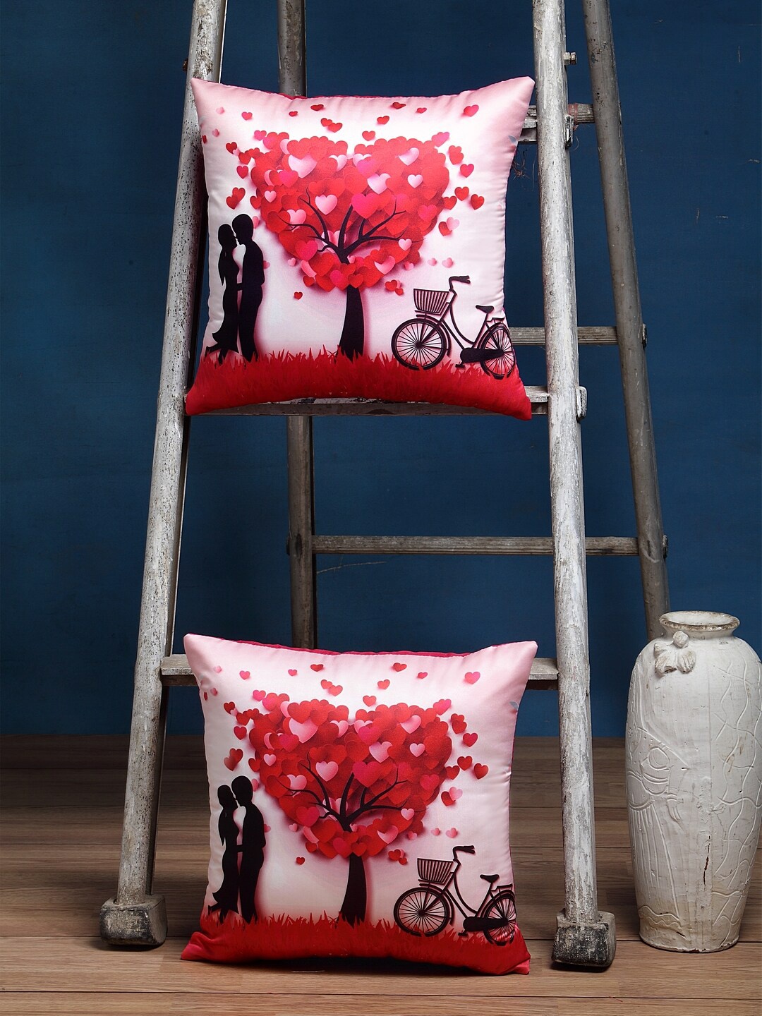 

Alina decor Set of 2 Pink & Black Quirky Square Cushion Covers