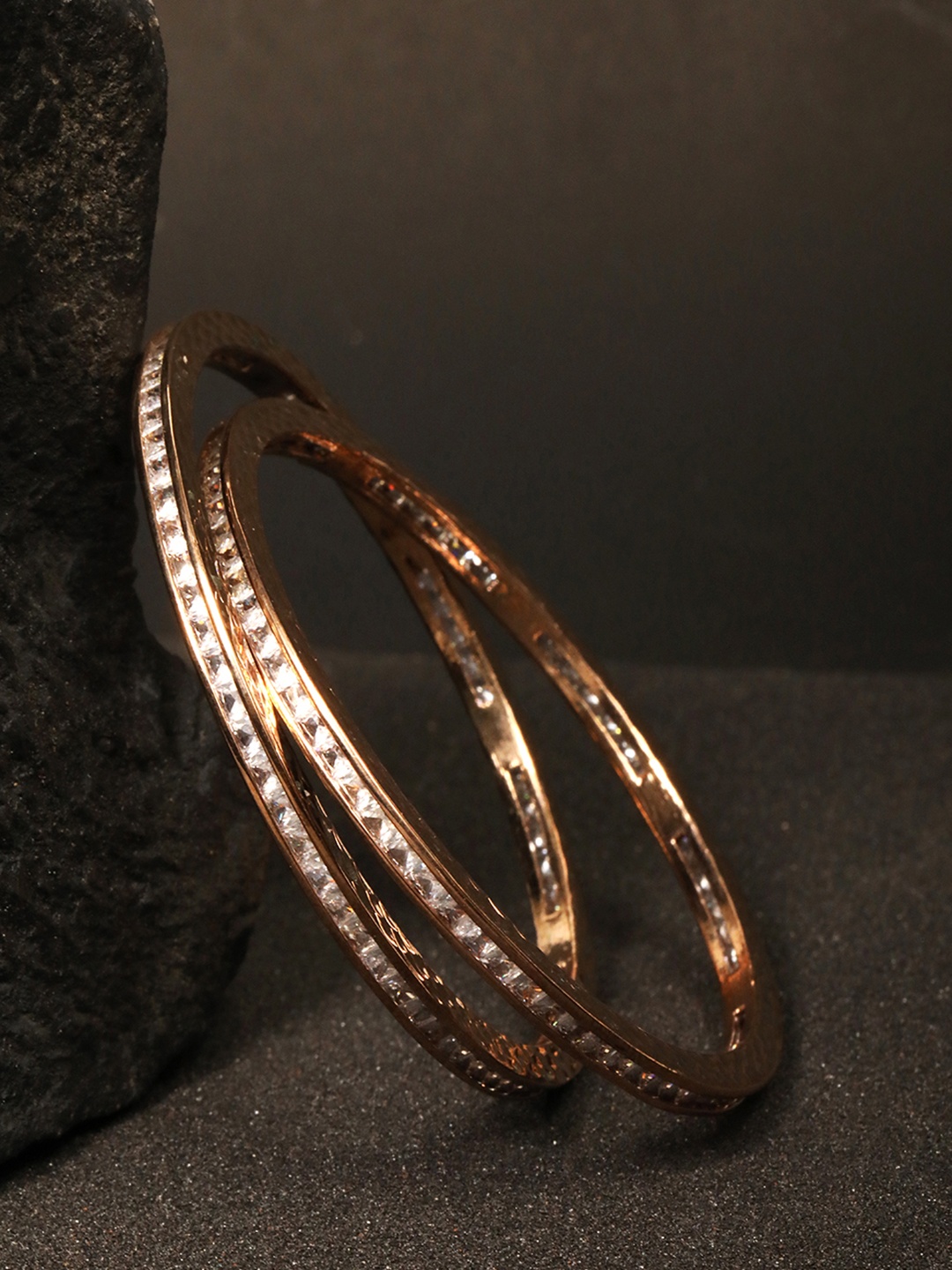 

Priyaasi Women Set of 2 Rose Gold-Plated Stone Studded Handcrafted Bangles