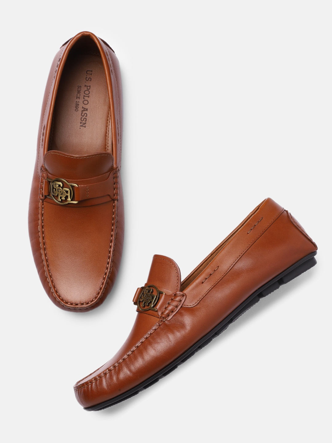 

U.S. Polo Assn. Men Tan Brown Leather Loafers