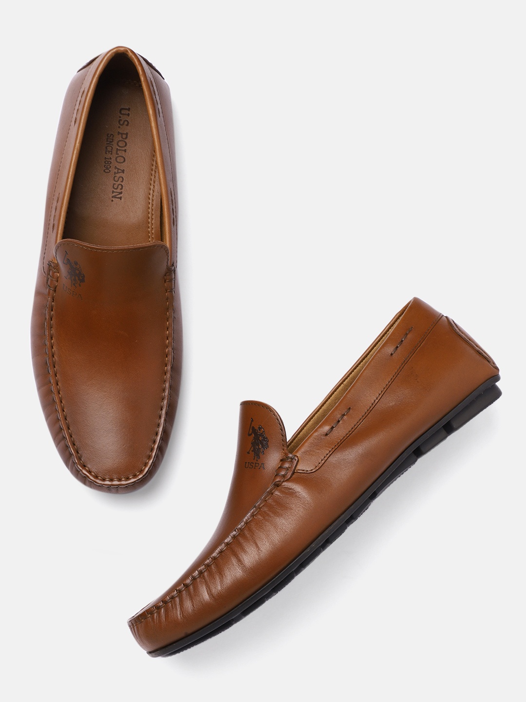 

U.S. Polo Assn. Men Tan Brown Leather Loafers