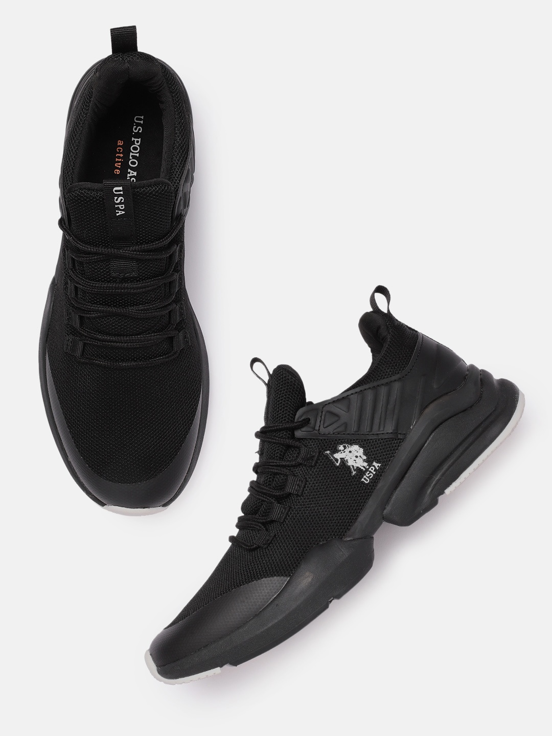 

U.S. Polo Assn. Men Black Solid Carmen Walking Non-Marking Shoes