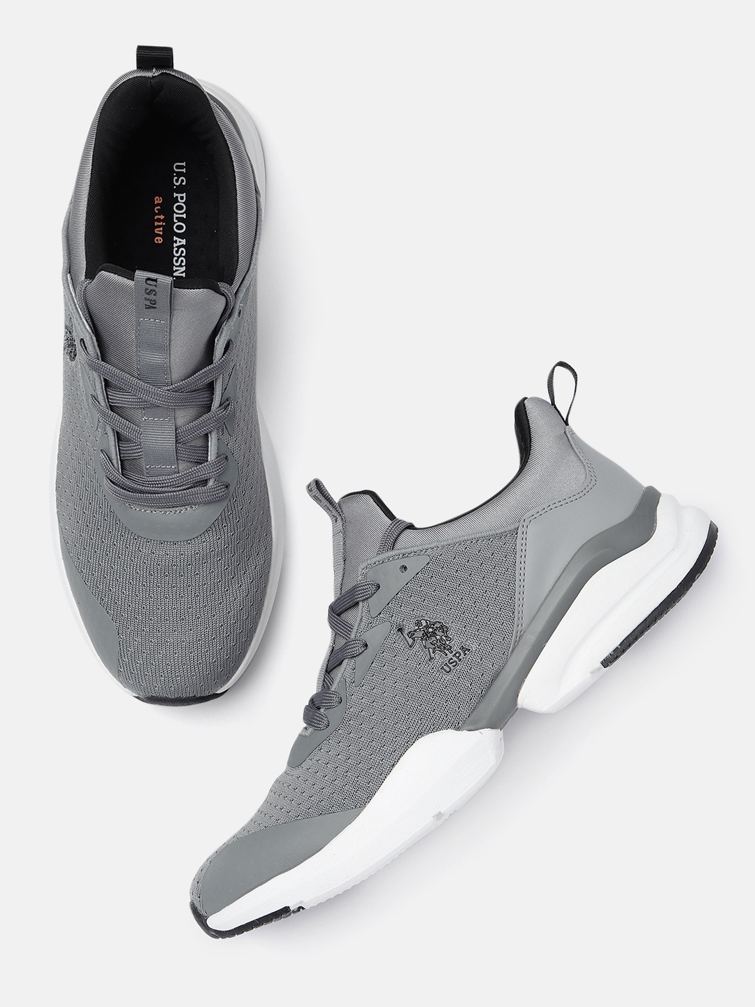

U.S. Polo Assn. Men Grey Solid Premium Knit Lace Up Brune Active Sneakers