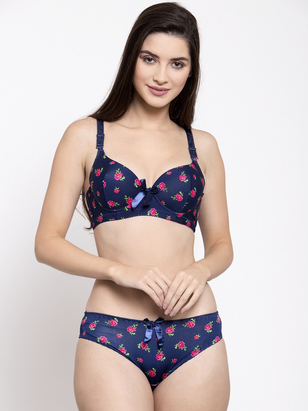 

GRACIT Women Blue & Pink Printed Lightly Padded Lingerie Set PWA10-05