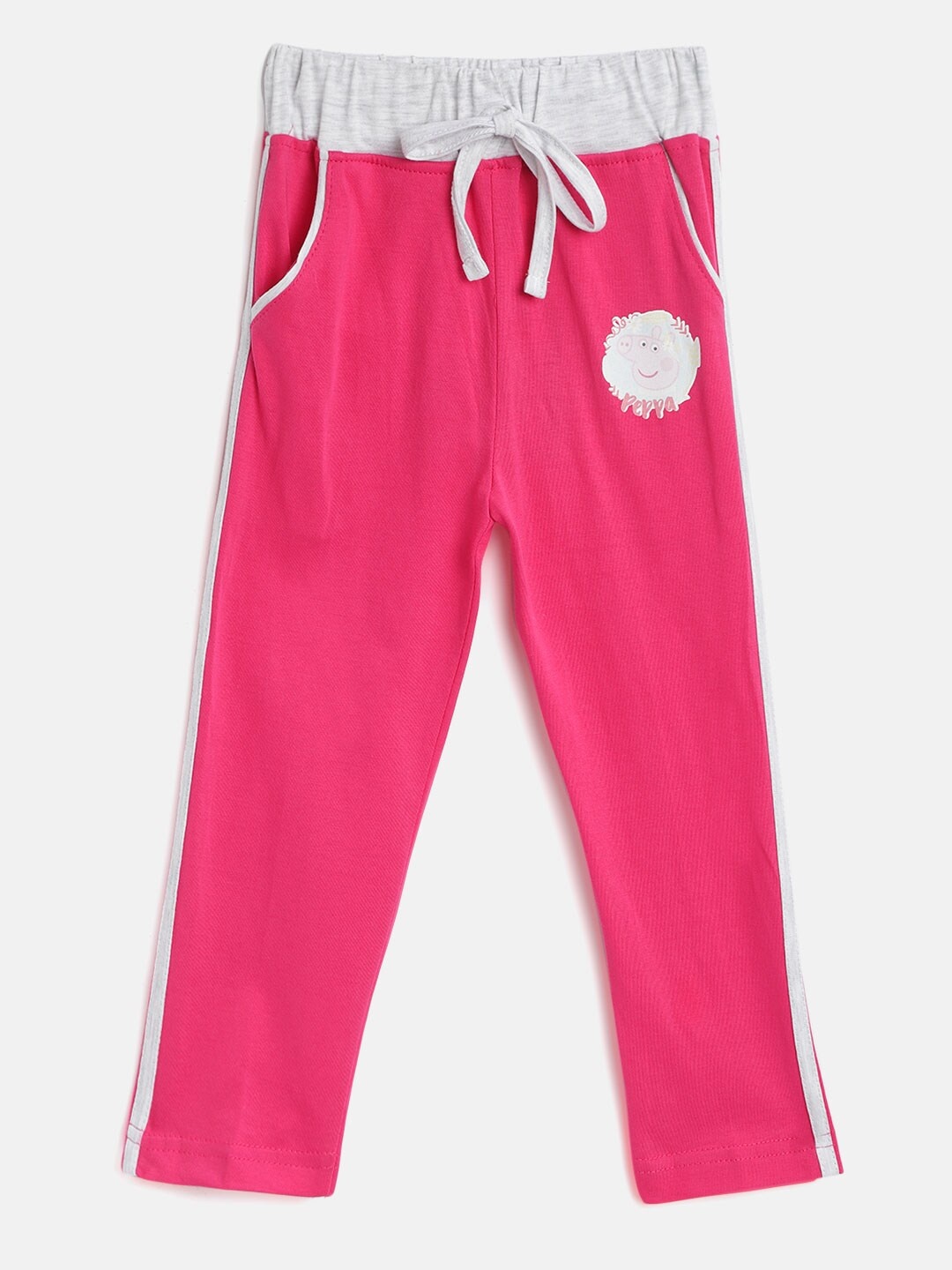 

Eteenz Girls Pink Solid Track Pants with Peppa Pig Print Detail