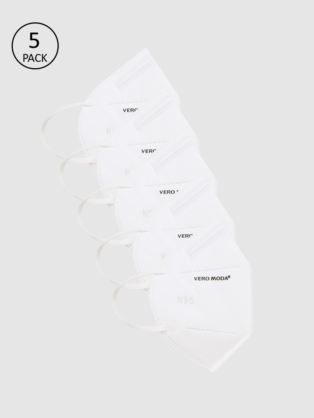 

Vero Moda Women 5 Pcs White 5 Ply Anti-Bacterial N95 Masks